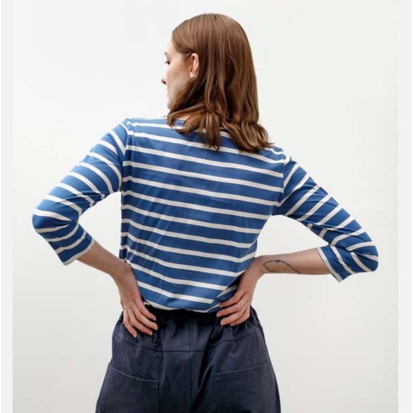 Vintage 1990s Ralph Lauren top striped blue white 100% cotton women’s size M - Picture 12 of 12